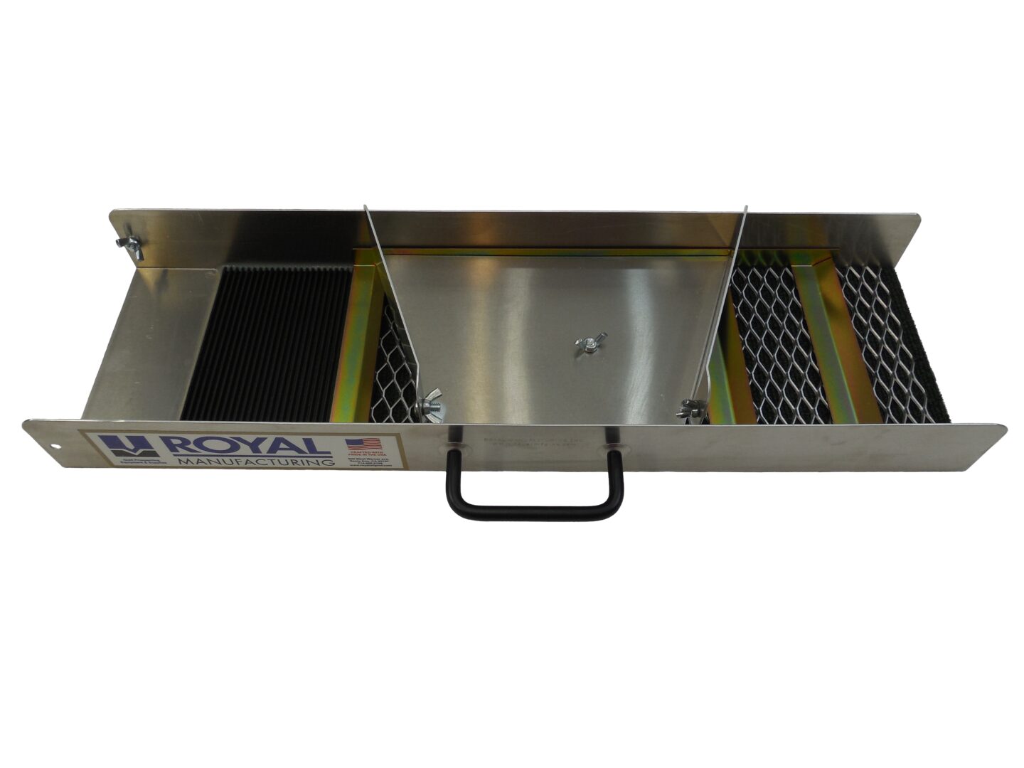 A Sluice Box 30 inch Compact 7 inch Wide with a handle on it.