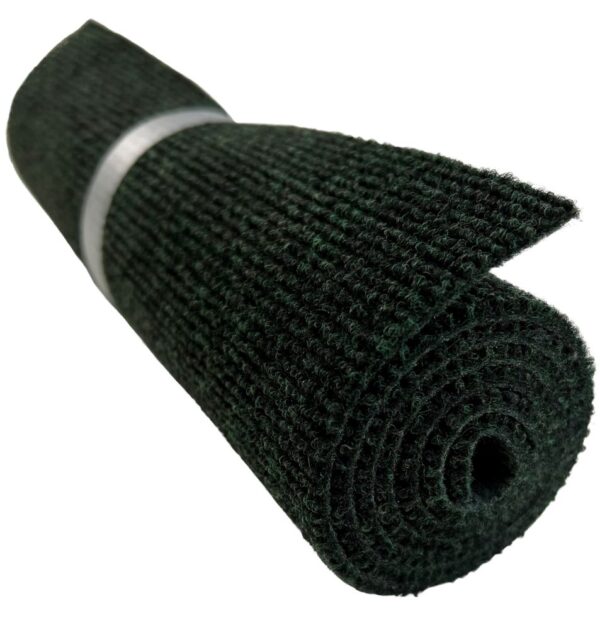 A roll of green netting on a white background.