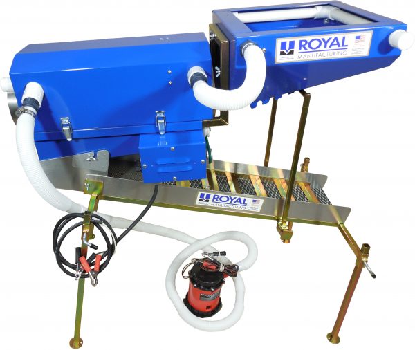 A blue Trommel Kit by Royal with a hose attached to it.