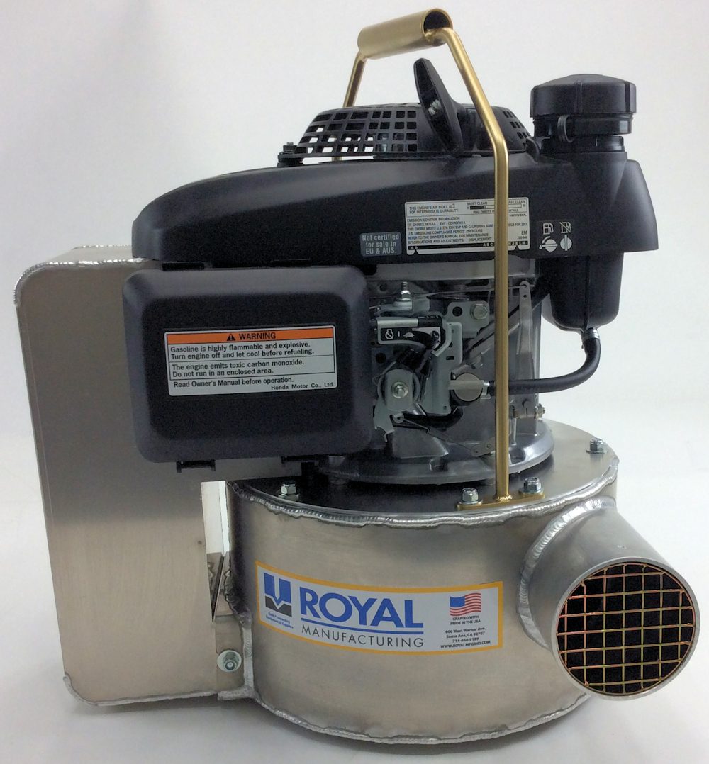 A small 4 inch Hot Air Blower with a hose attached to it.