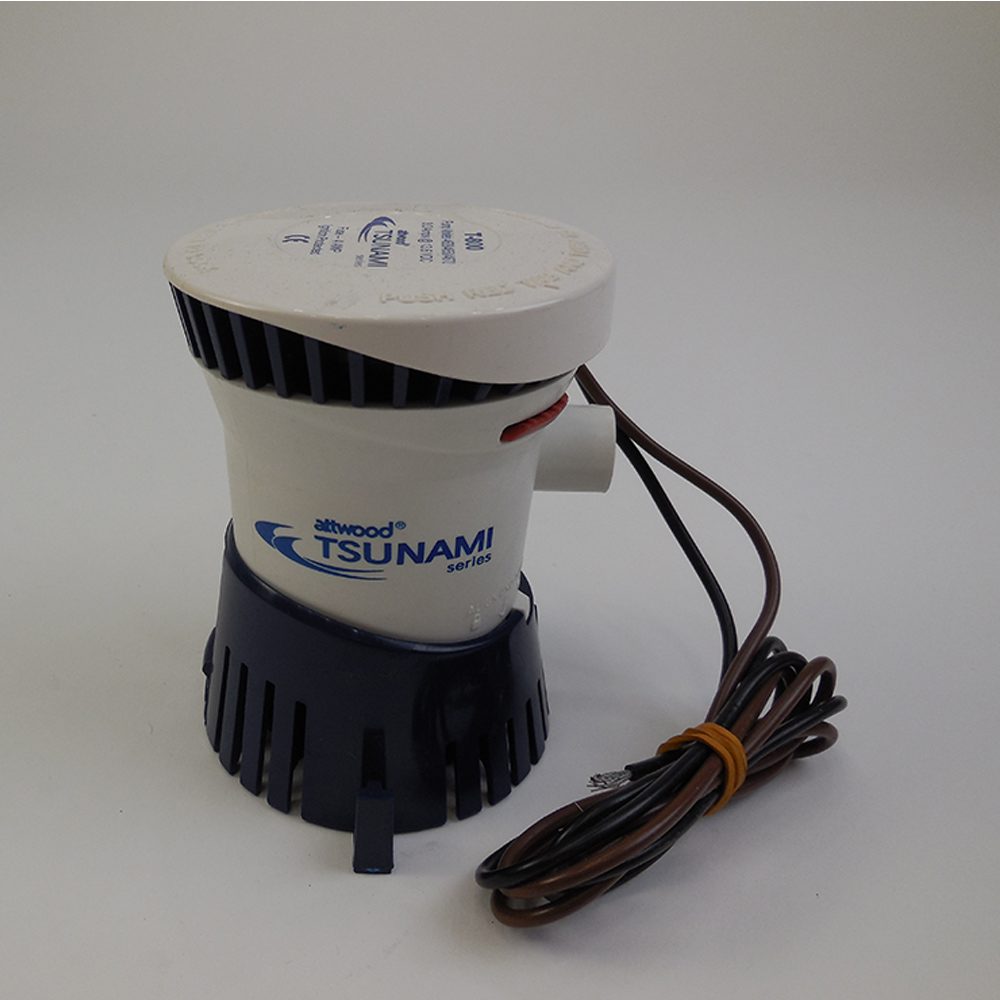 A Sump Pump Tsunami 500 GPH 2amp with a wire attached to it.